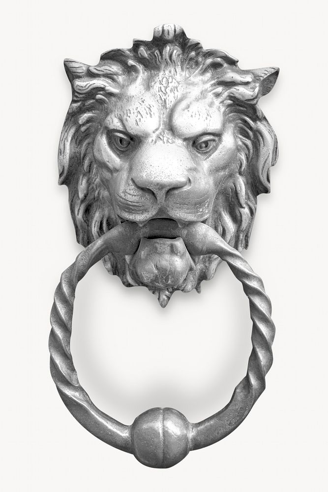 Lion door knocker, isolated object image