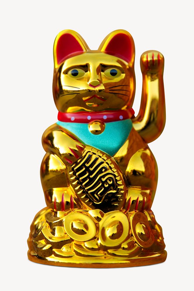 Maneki neko statue, Japanese luck isolated object psd