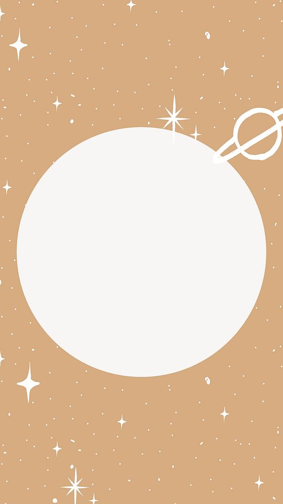 Outer space doodle beige iPhone wallpaper