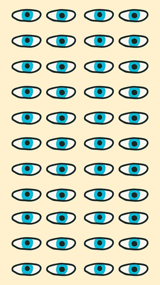 Blue eyes patterned mobile wallpaper, beige background
