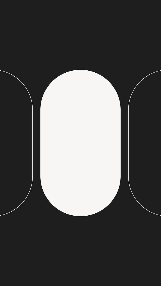 Minimal oval frame iPhone wallpaper, black geometric background vector