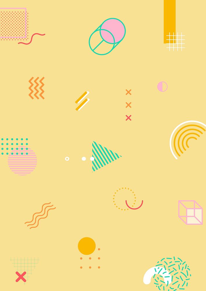 Memphis pattern background, cute yellow design