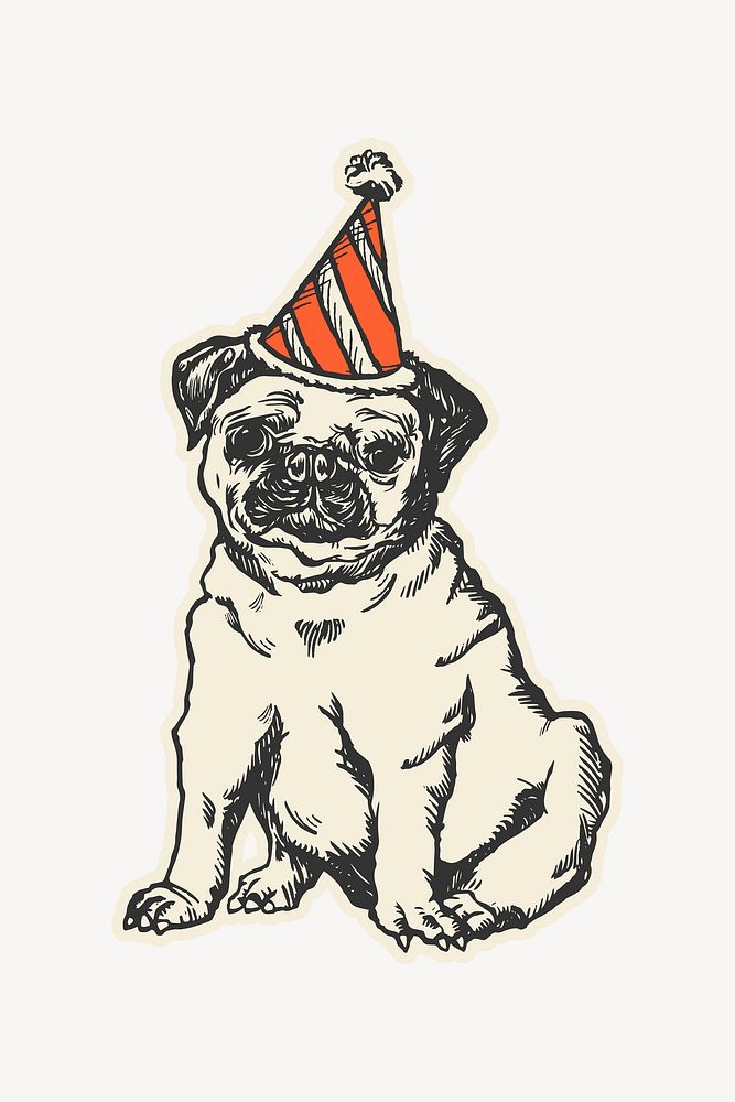 Bulldog collage element, birthday party design vector, remixed from artworks by Moriz Jung