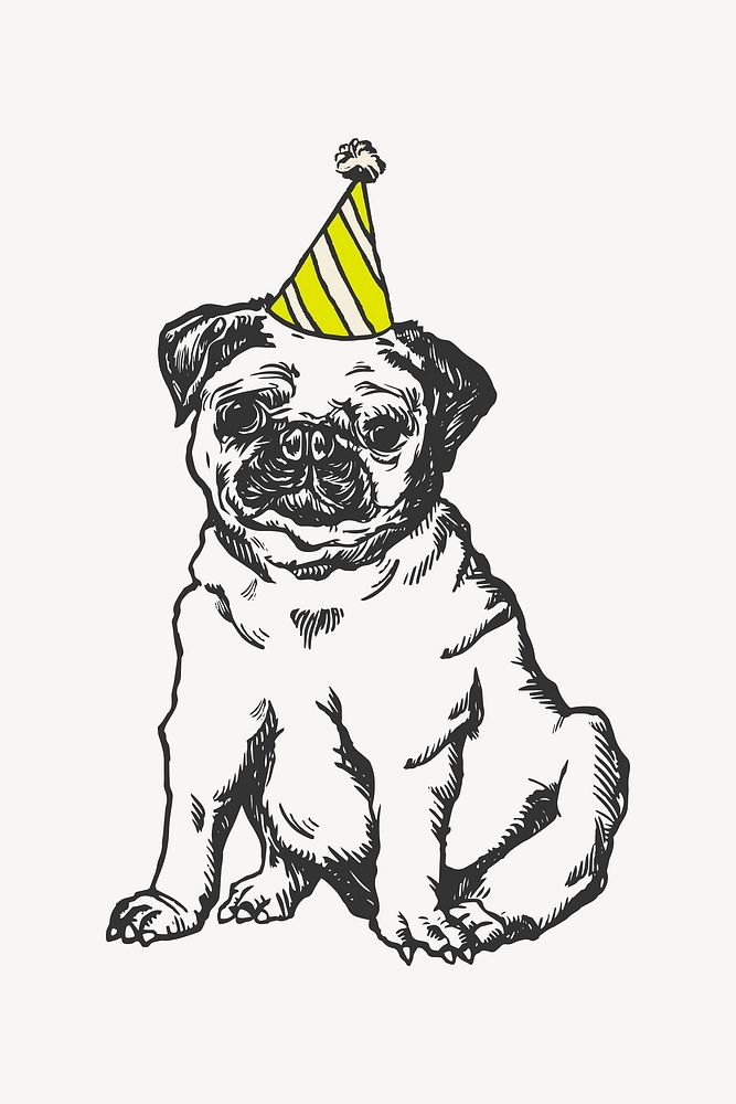 Bulldog collage element, birthday party design vector, remixed from artworks by Moriz Jung
