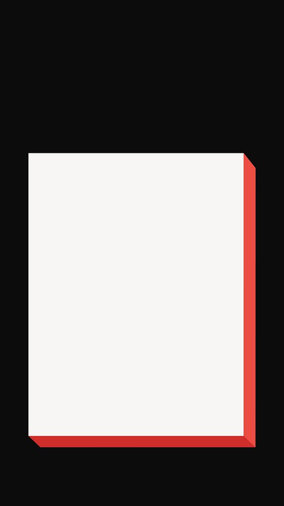 Red shadowed rectangle frame, geometric shape vector