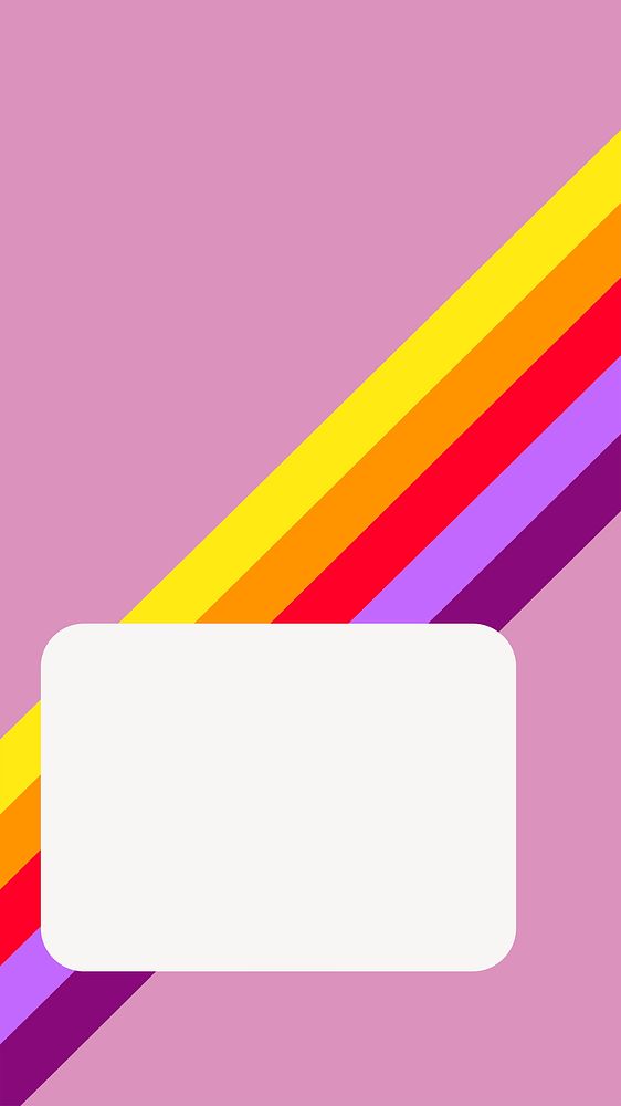 Rainbow pink mobile wallpaper, rectangle frame background vector
