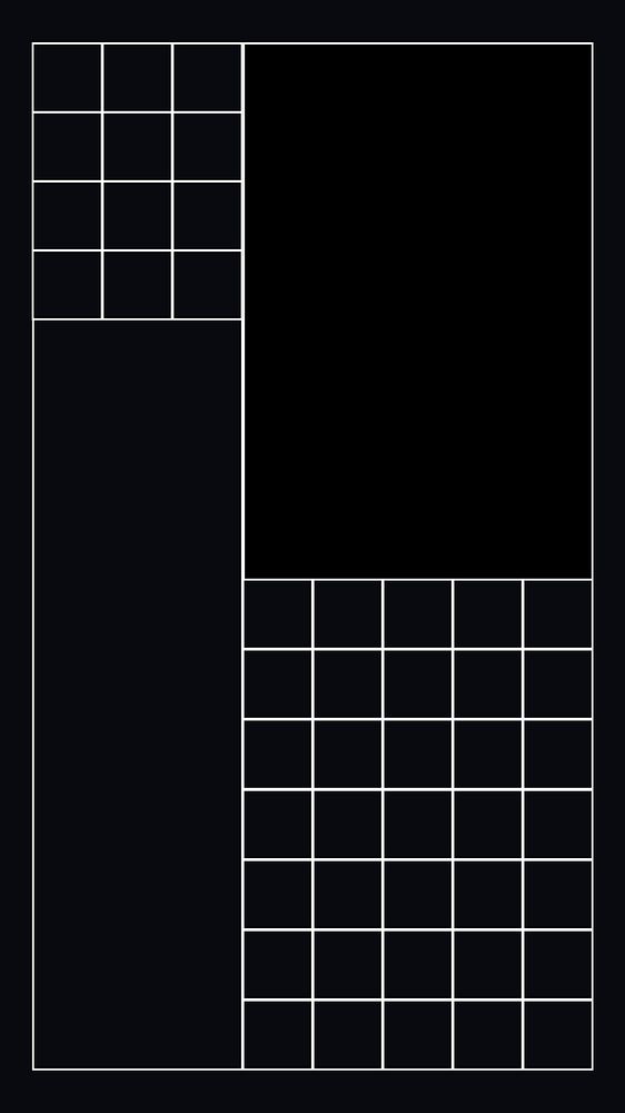 Grid frame phone wallpaper, black minimal background vector