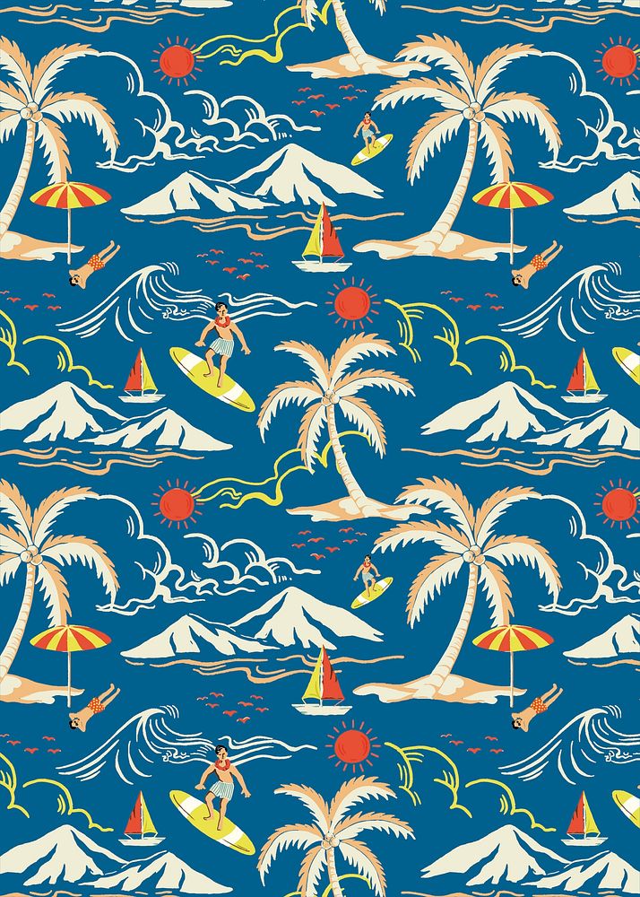 Tropical beach pattern illustration background vector