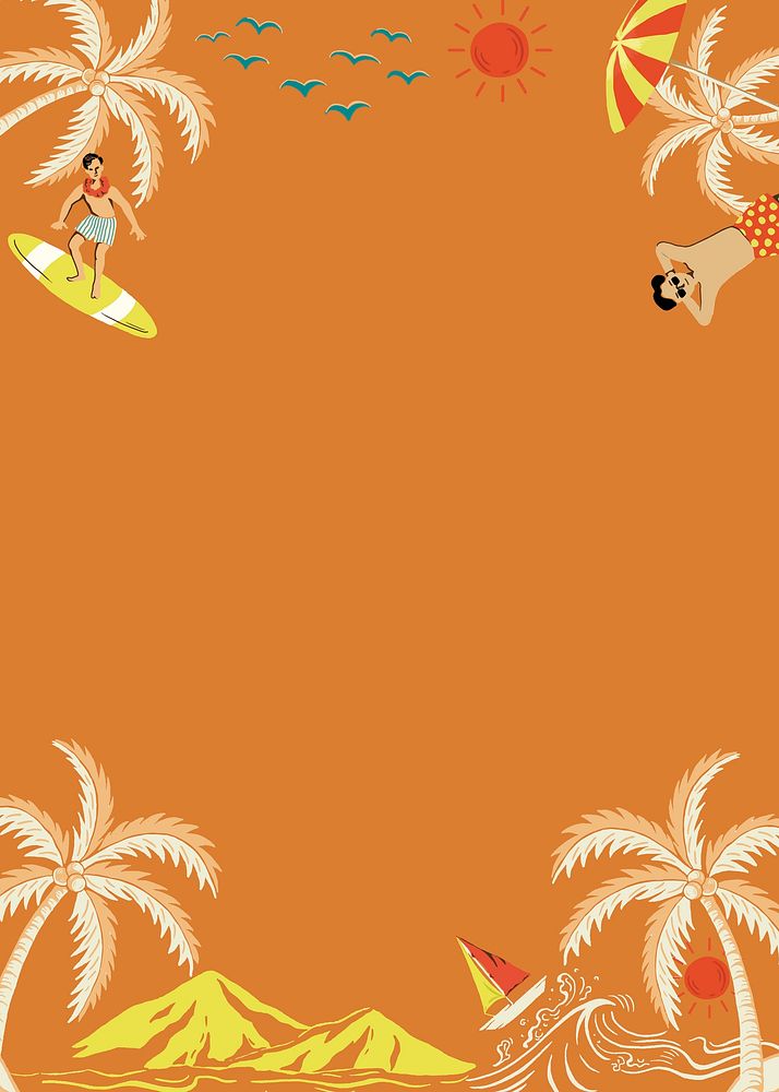 Beach getaway illustration border background vector