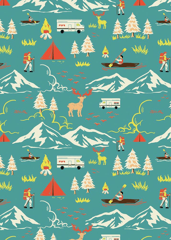 Camping trip pattern background