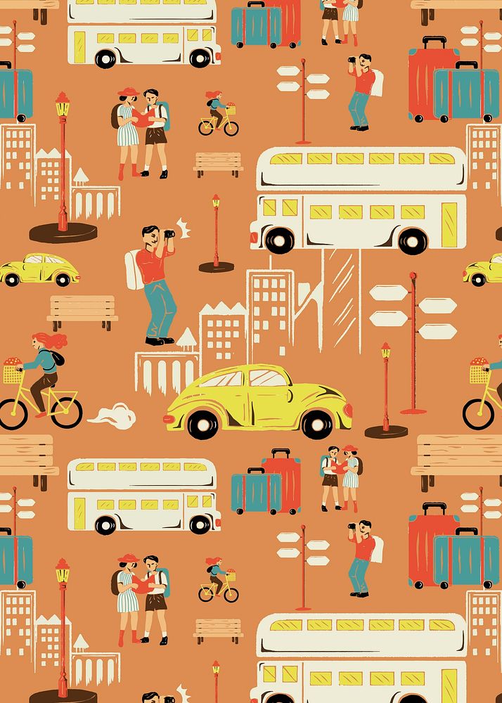 City tour pattern background vector