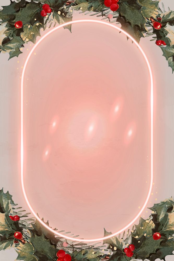 Christmas border frame pink background