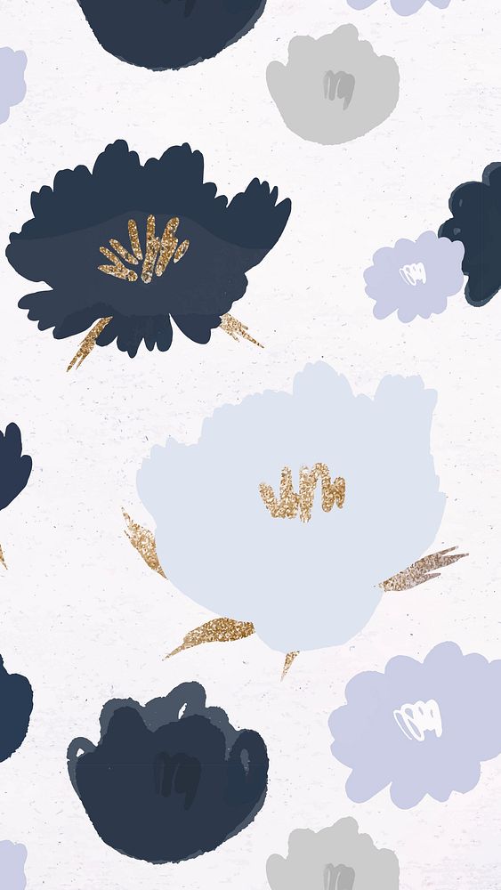 Blue flower pattern desktop wallpaper