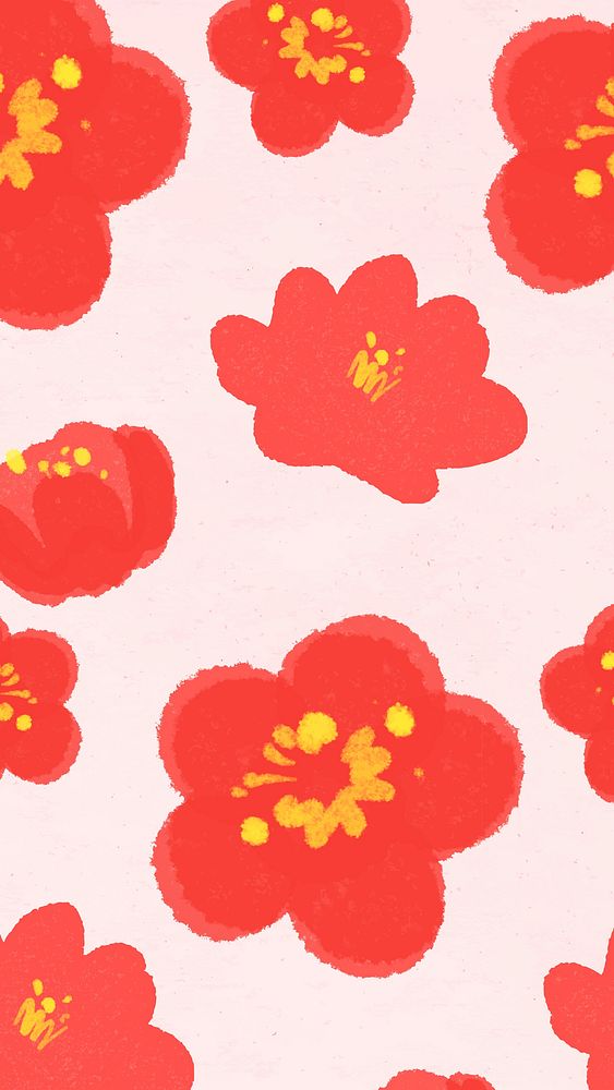 Flower doodle pattern, phone wallpaper