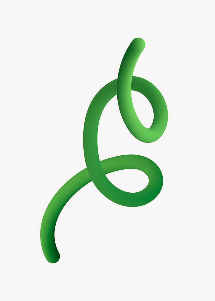 Green squiggle 3D shape vector