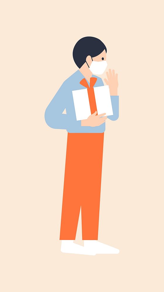 Man holding gift box illustration vector