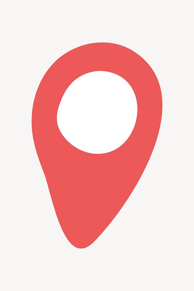 Red location pin doodle icon vector