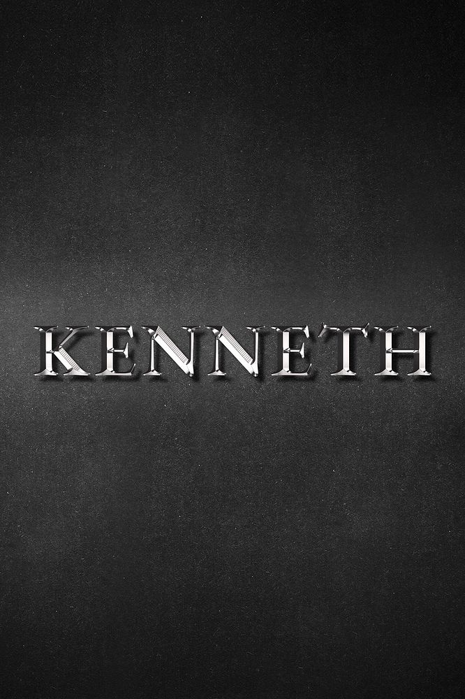 Kenneth typography in silver metallic effect design element