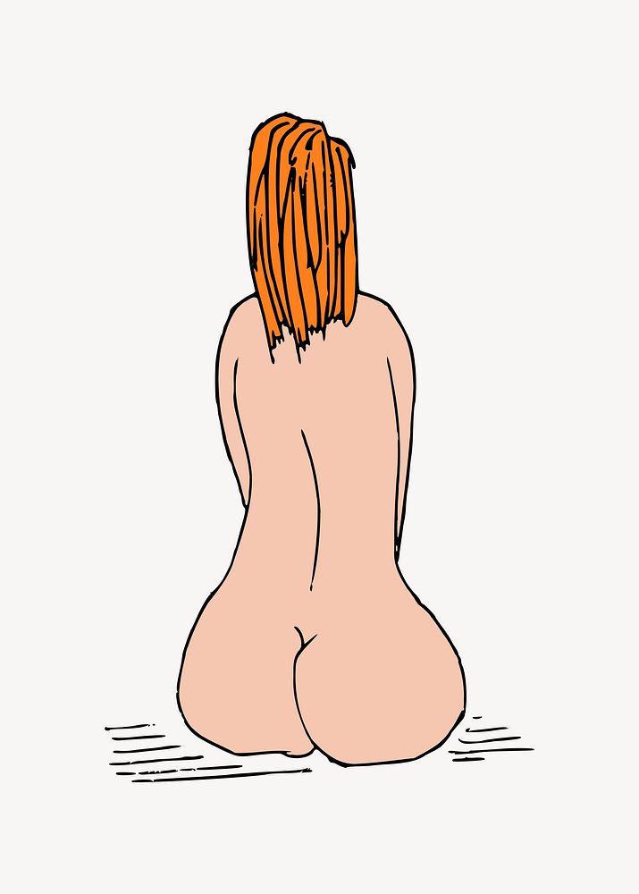 Woman rear view clipart illustration psd. Free public domain CC0 image.
