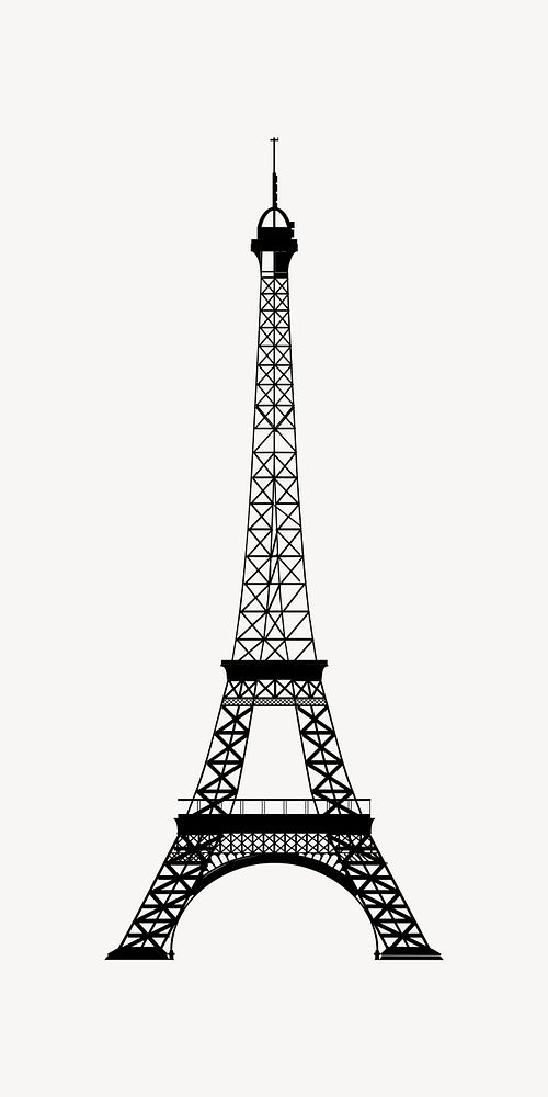 Silhouette Eiffel tower clipart illustration psd. Free public domain CC0 image.