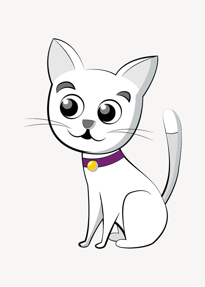 White cat clipart illustration vector. Free public domain CC0 image.