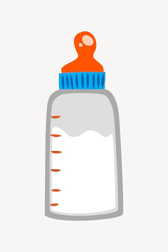 Baby milk bottle illustration. Free public domain CC0 image.