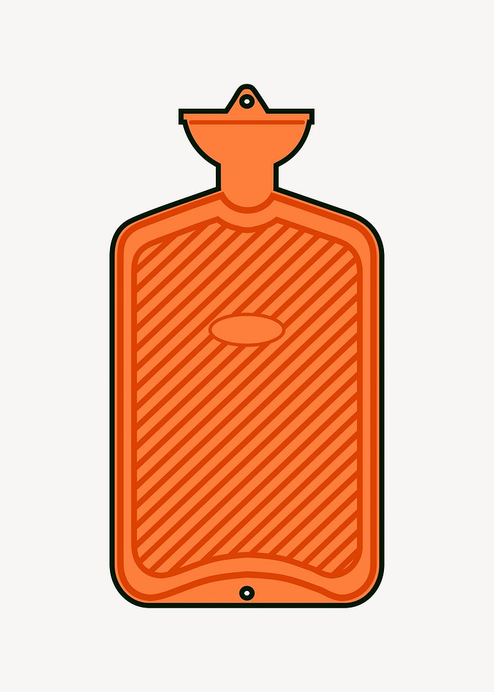 Hot water bag illustration. Free public domain CC0 image.