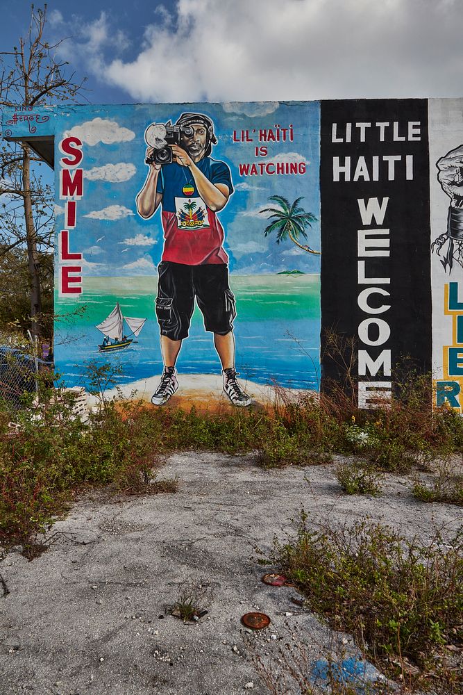                         Part of a large welcome mural in Miami, Florida's Little Haiti, long a neighborhood populated by…