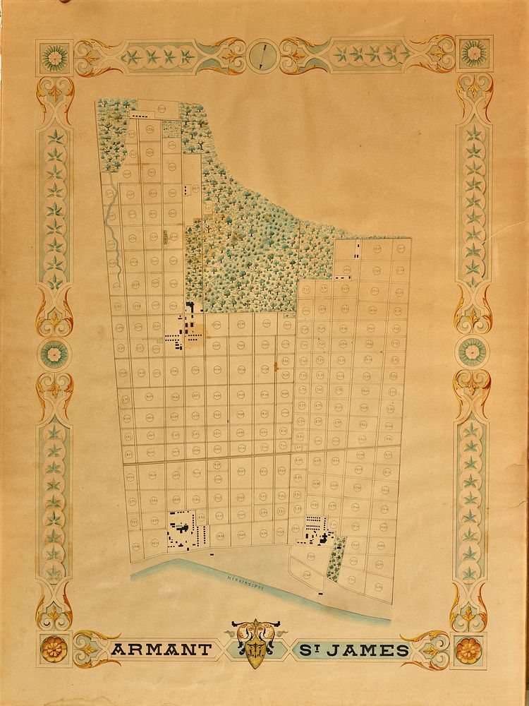                         A map of Armant Plantation in St. James Parish, Louisiana (the state calls its counties "parishes")…