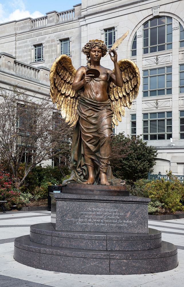                         A statue of appreciation to the patrons of the Nashville Symphony stands outside the Schermerhorn…