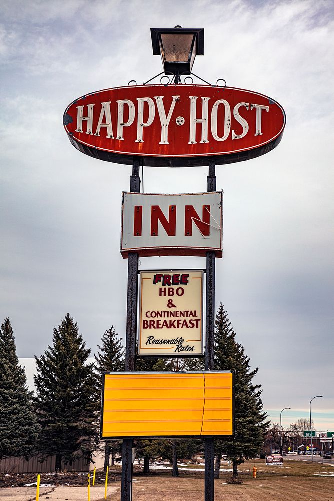                         A vintage sign for the Happy Host Inn in Grand Forks, the principal city in northeast North Dakota…