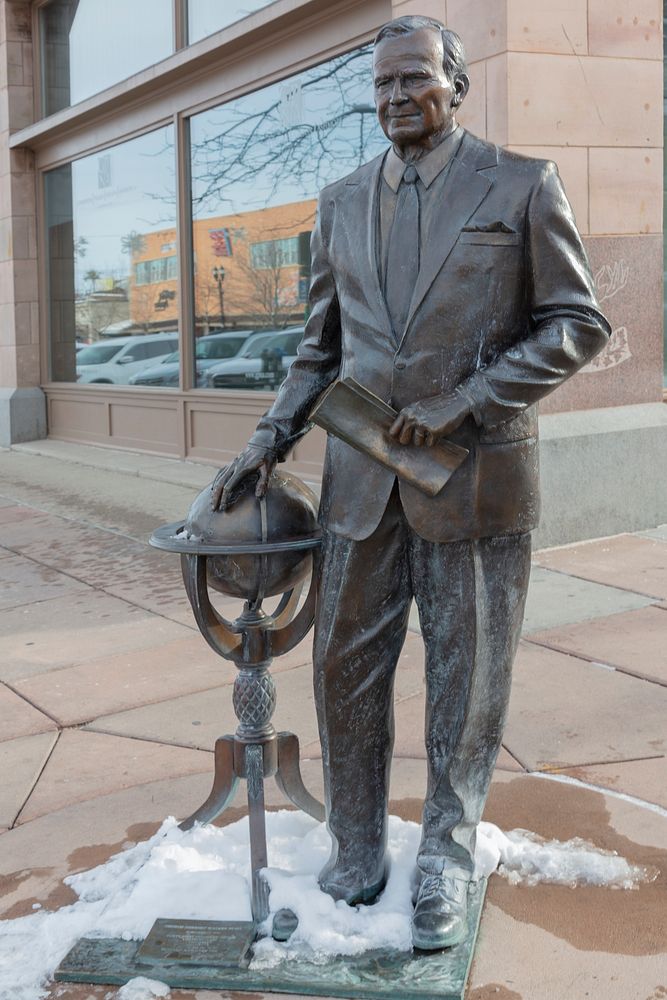                         A life-sized bronze sculpture of George H.W. Bush, one of the privately funded "City of Presidents"…