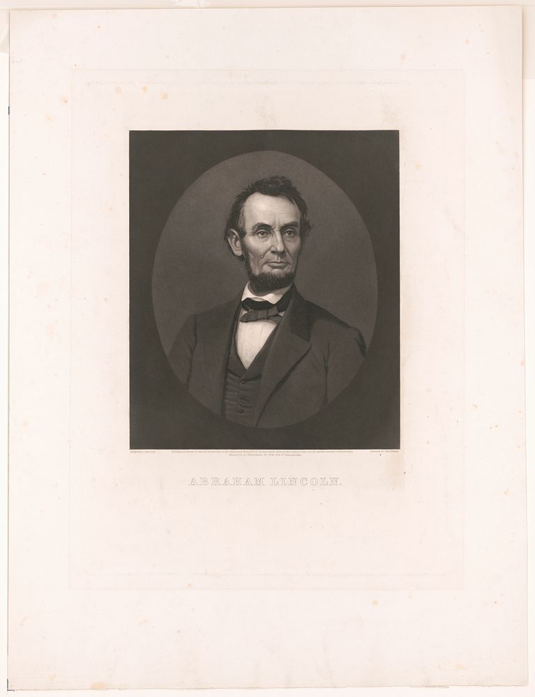 Abraham Lincoln / engraved by John Sartain, after photo. from life., Sartain, John, 1808-1897, engraver