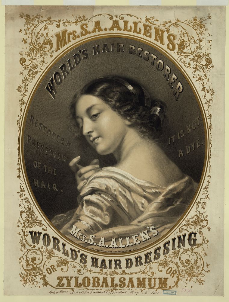 Mrs. S.A. Allen's world's hair dressing or zylobalsamum, c1860 May 29.