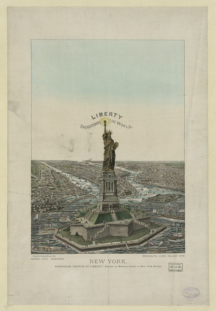 New York. Bartholdi "Statue of Liberty," erected on Bedloe's Island, in New York Harbor, Magnus, Charles, publisher
