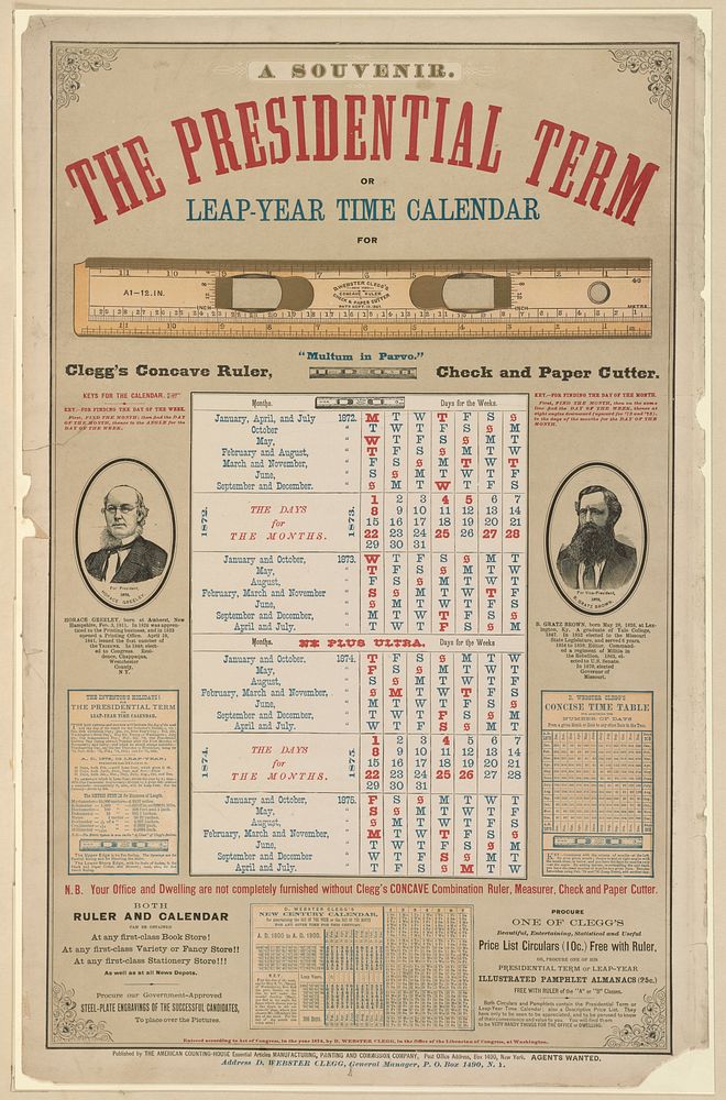 A souvenir. The presidential term or leap-year time calendar for...