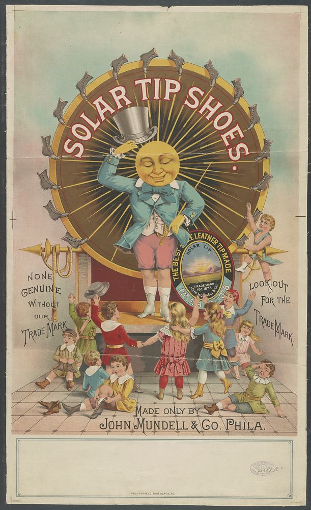 Solar tip shoes. Made only by John Mundell & Co. Phila.