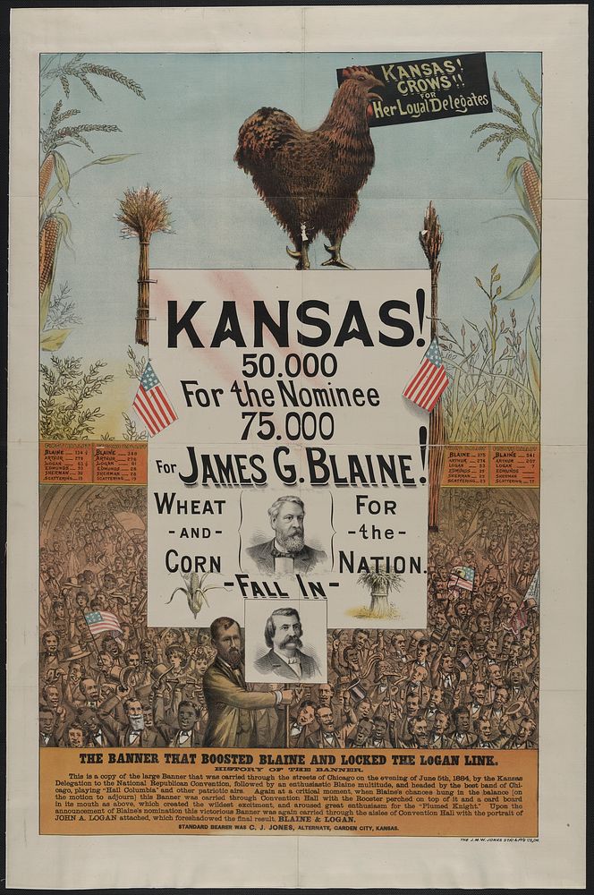 The banner that boosted Blaine and locked the Logan link, J.M.W. Jones Stationery & Printing Co.