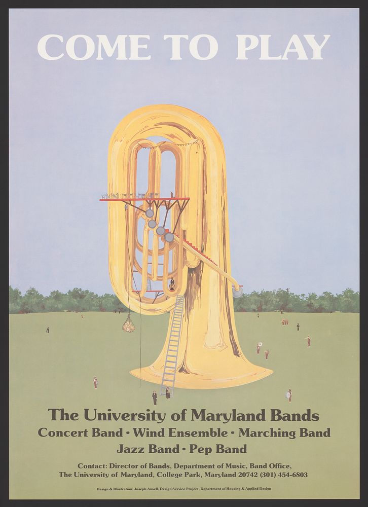 Come to play. The University of Maryland Bands: concert band, wind ensemble, marching band, jazz band, and pep band.