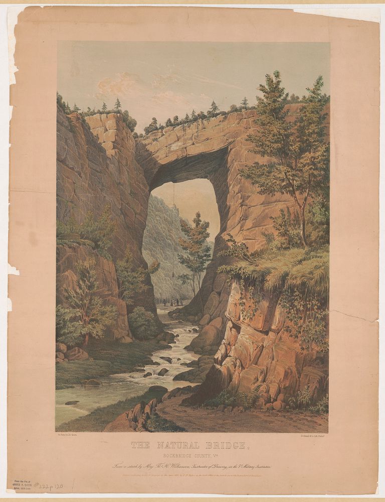 The natural bridge, Rockbridge County, Va. from a sketch by Maj. Ths. H. Williamson, instructor of drawing, in the Va.…