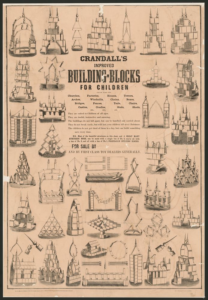 Crandall's improved building-blocks for children can be made into churches, ... / John A. Gray & Green, Printers, 16 & 18…