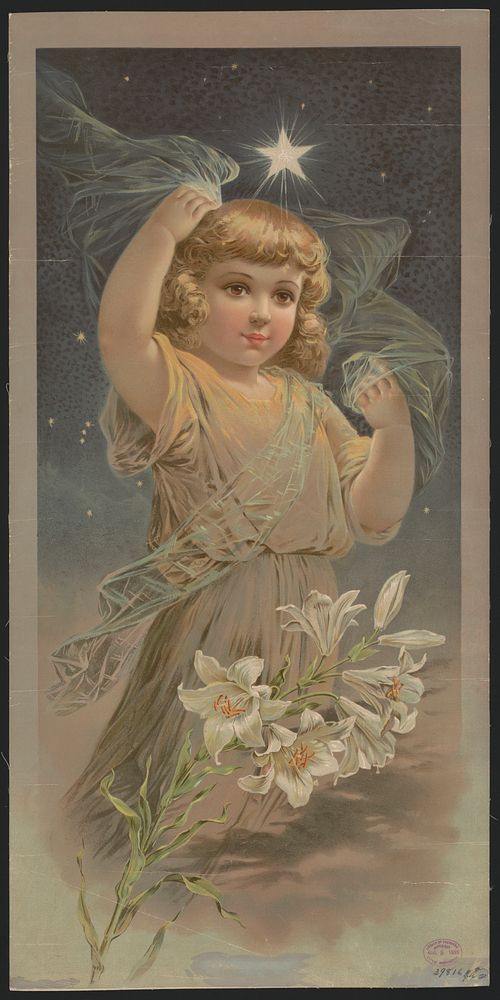 [Little girl with lilies under a star]