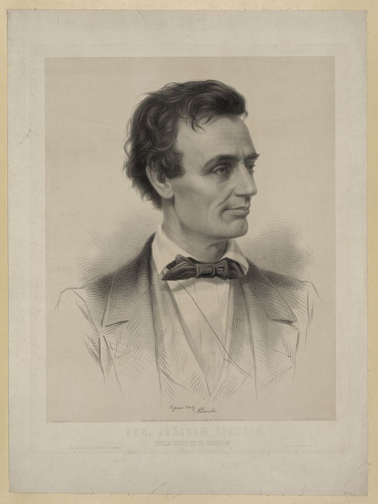 Hon. Abraham Lincoln, Republican candidate for the presidency, 1860 / Grozelier ; painted by Hicks ; lith. by L. Grozelier…