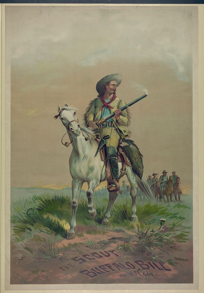 The scout Buffalo Bill. Hon. W.F. Cody / P. Frenzeny ; Forbes Co., Boston & N.Y., Forbes Co. (lithographer)