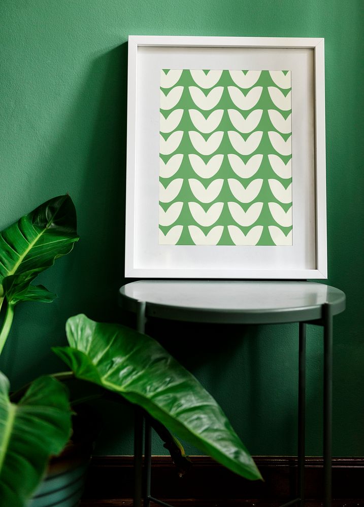 Photo frame mockup, houseplant decor psd