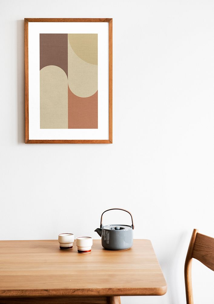 Aesthetic Japandi home decor with photo frame 