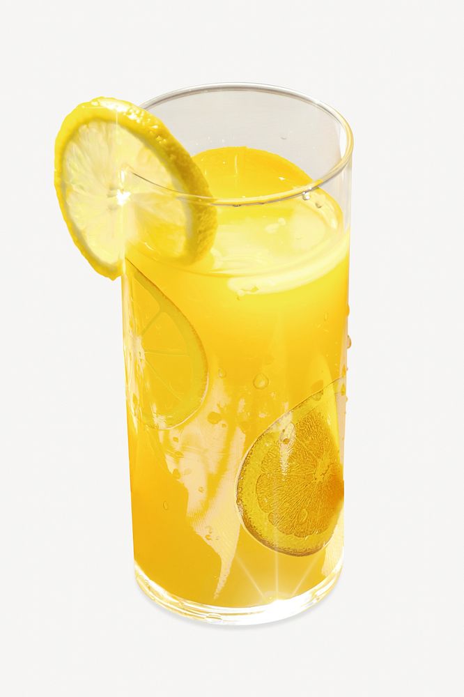 Lemonade glass, isolated refreshment image psd