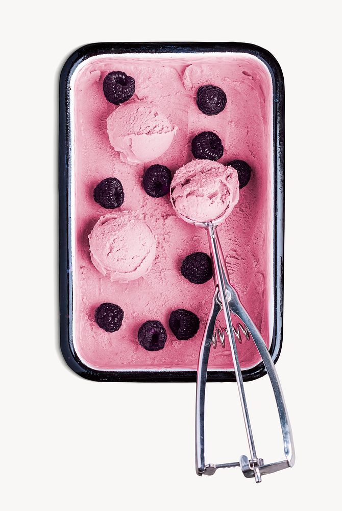 Raspberry ice-cream on white background