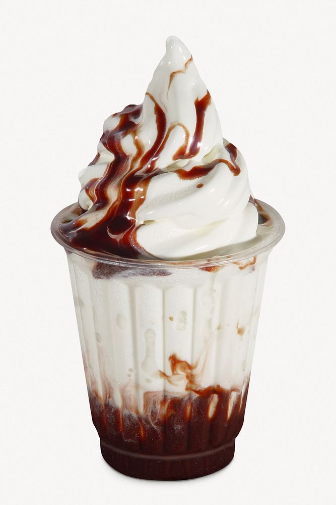 Chocolate ice-cream sundae, dessert  isolated image psd