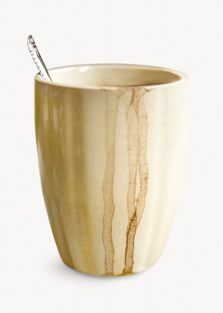 Stained coffee mug, isolated object image